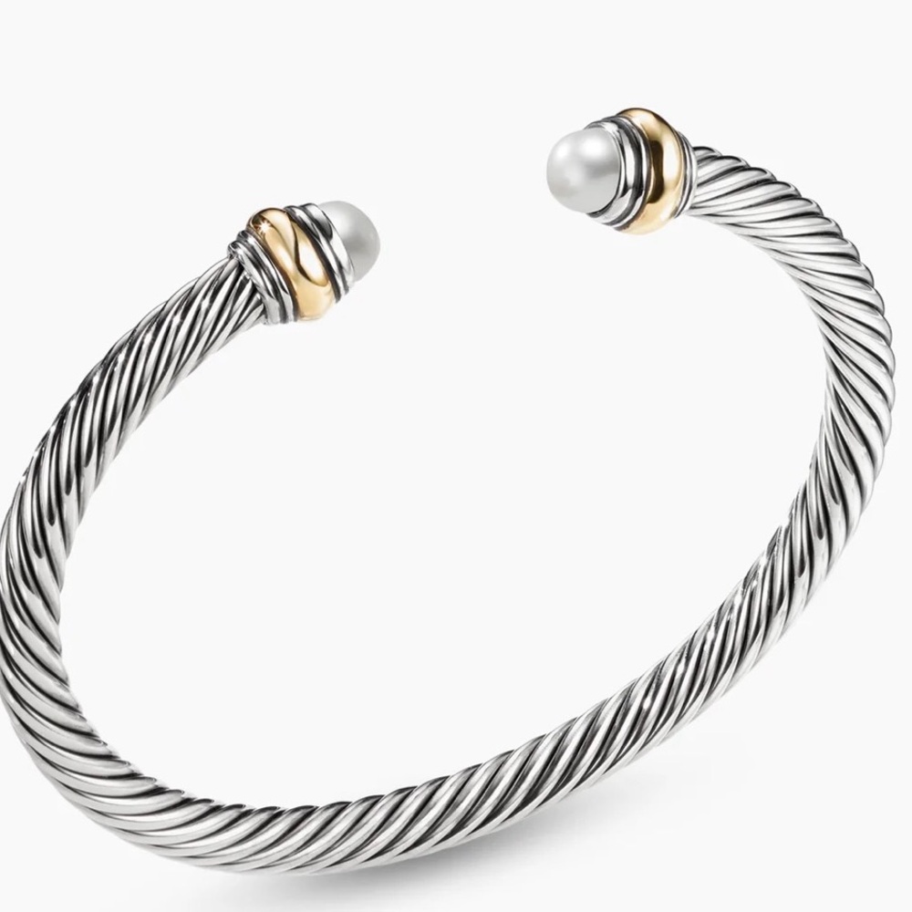 David Yurman classic cable bracelet with pearl end cap